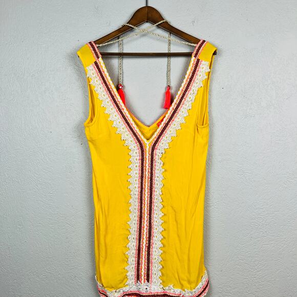 RI Resort V Neck Tunic Lace Trim Metallic Thread - M - Picture 3 of 6